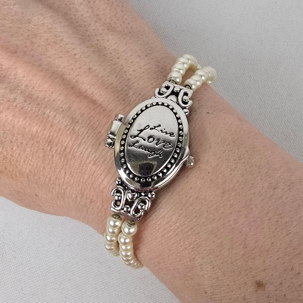 Hudson Live Love Laugh Faux Pearl Toggle Watch